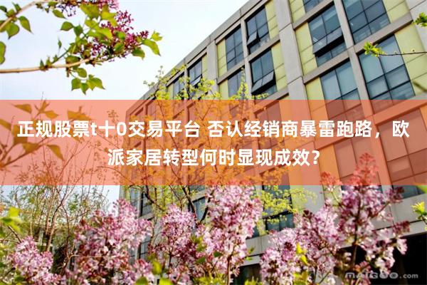 正规股票t十0交易平台 否认经销商暴雷跑路，欧派家居转型何时显现成效？