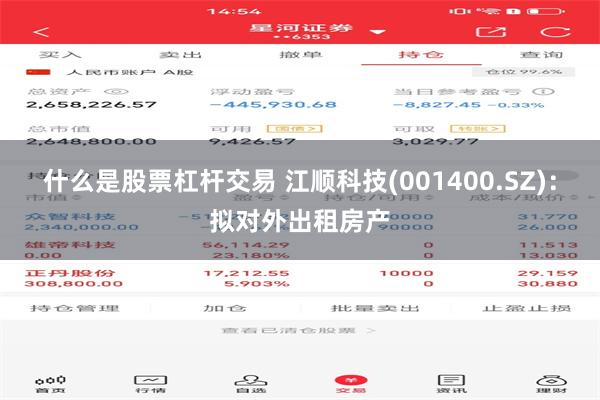 什么是股票杠杆交易 江顺科技(001400.SZ)：拟对外出租房产
