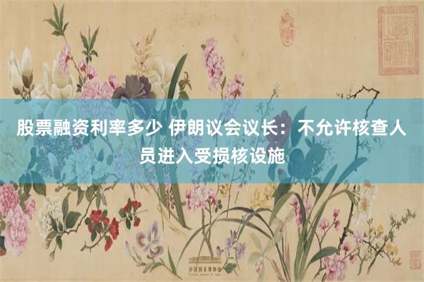股票融资利率多少 伊朗议会议长：不允许核查人员进入受损核设施